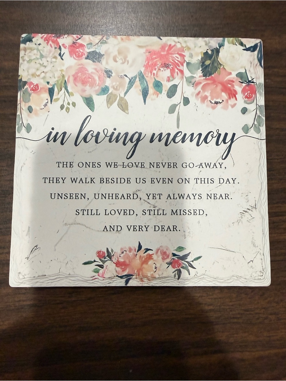In Loving Memory Floral Wall Plaque - White and Pink